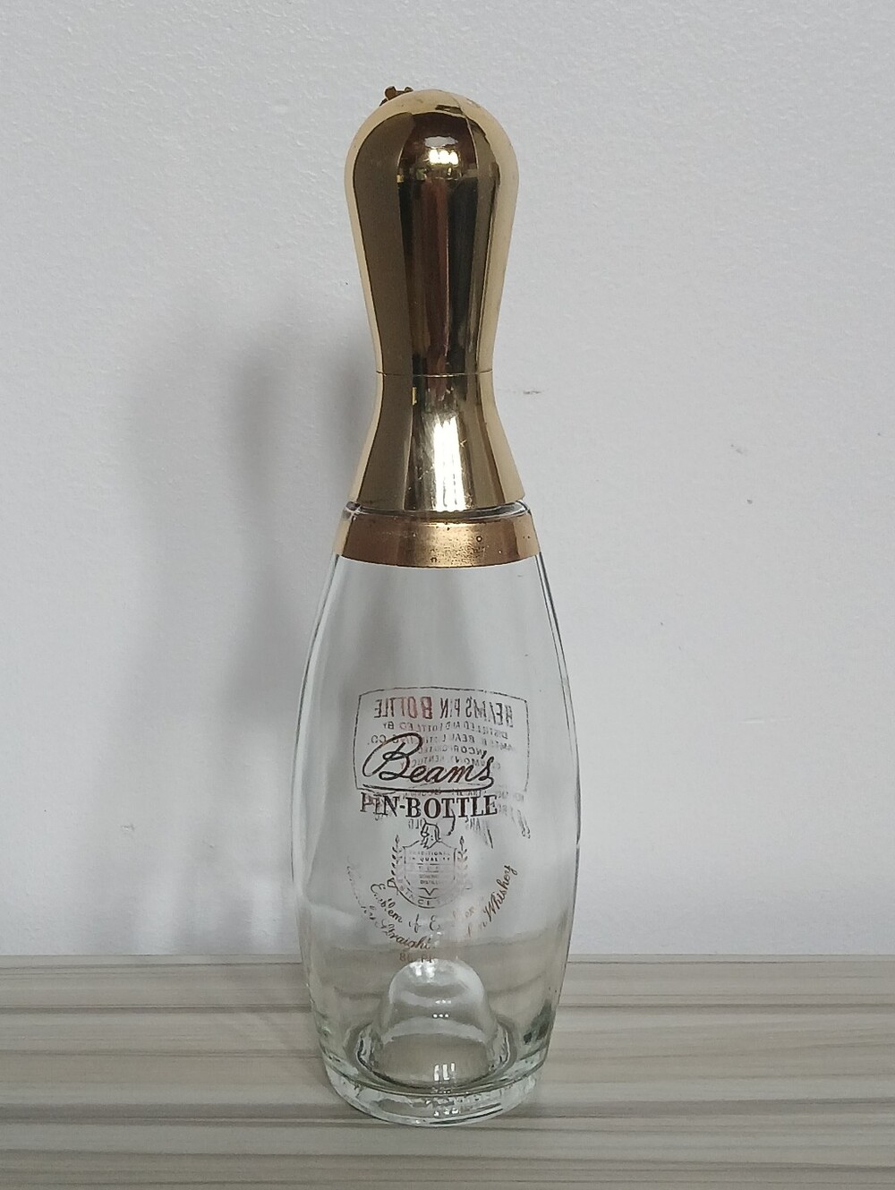 Vintage Jim Beam's Pin Bottle Glass Bowling Pin Whiskey Bottle Decanter